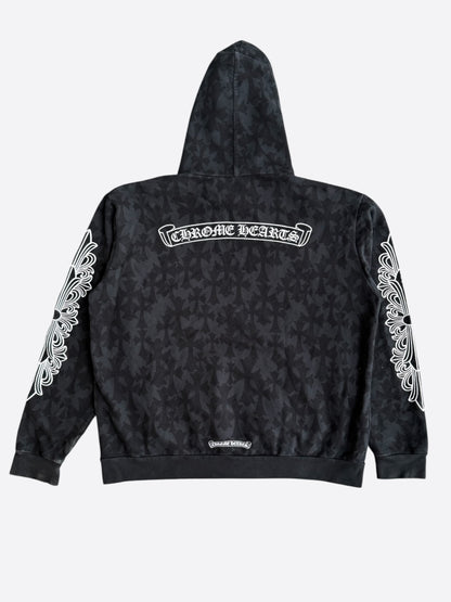 Chrome Hearts Black & White Cemetery Jacquard Horseshoe Logo Hoodie