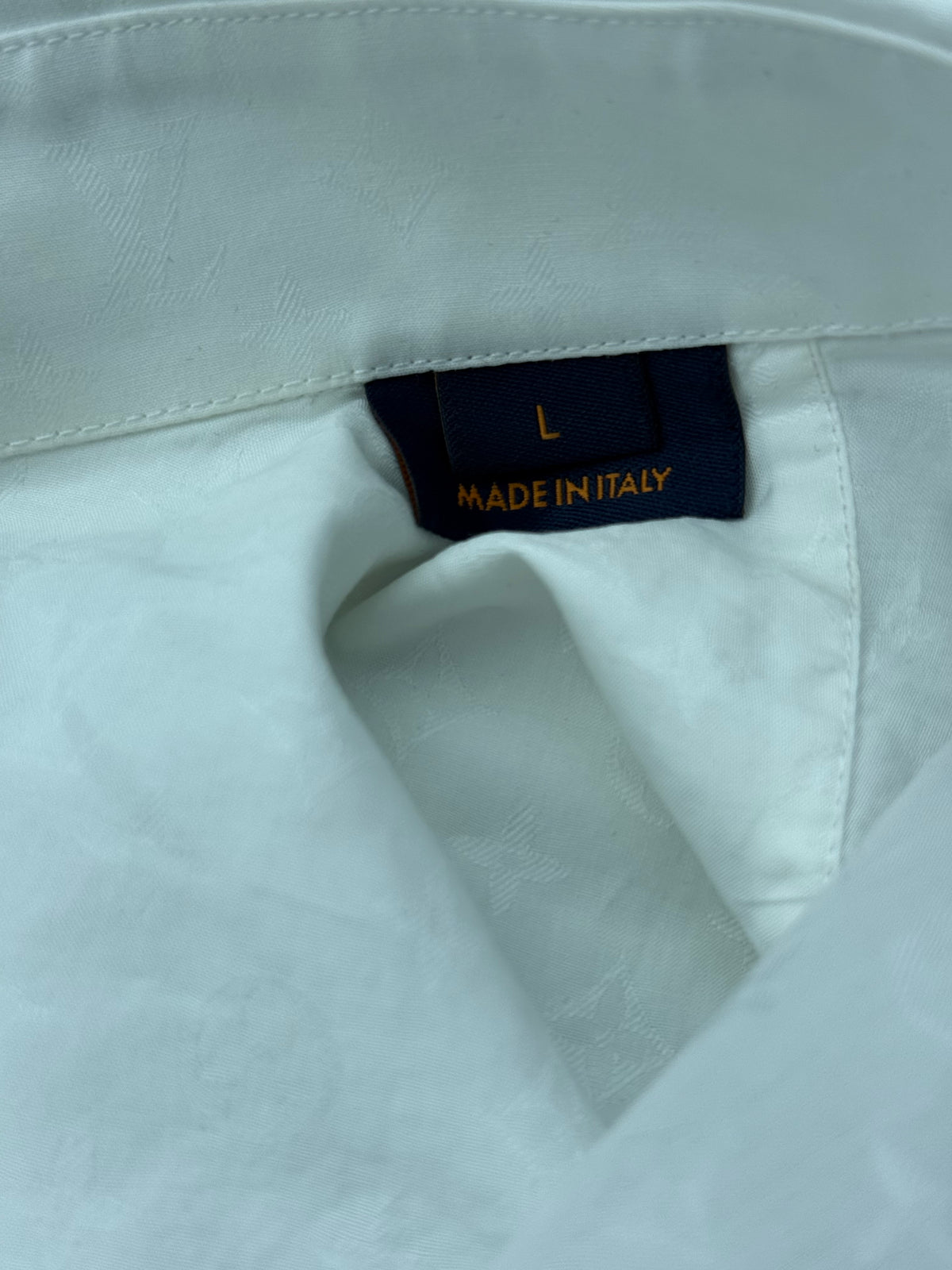 Louis Vuitton White Jacquard Monogram Button Up Shirt