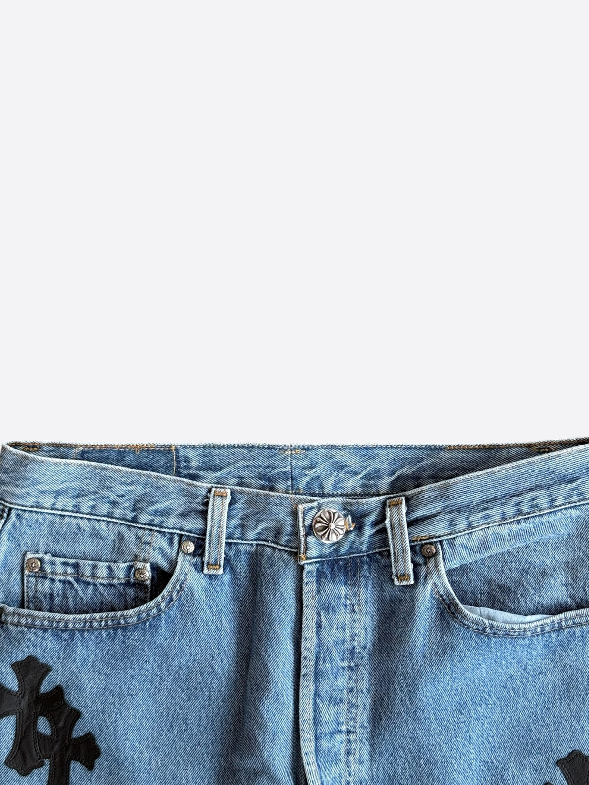 Chrome Hearts Levis Blue & Black Cross Patch Jeans