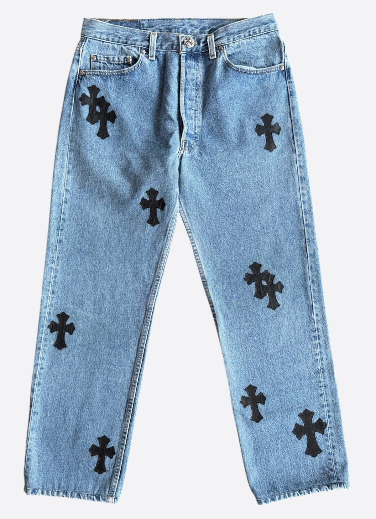 Chrome Hearts Levis Blue & Black Cross Patch Jeans