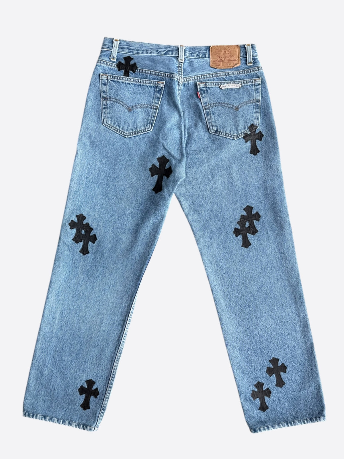 Chrome Hearts Levis Blue & Black Cross Patch Jeans