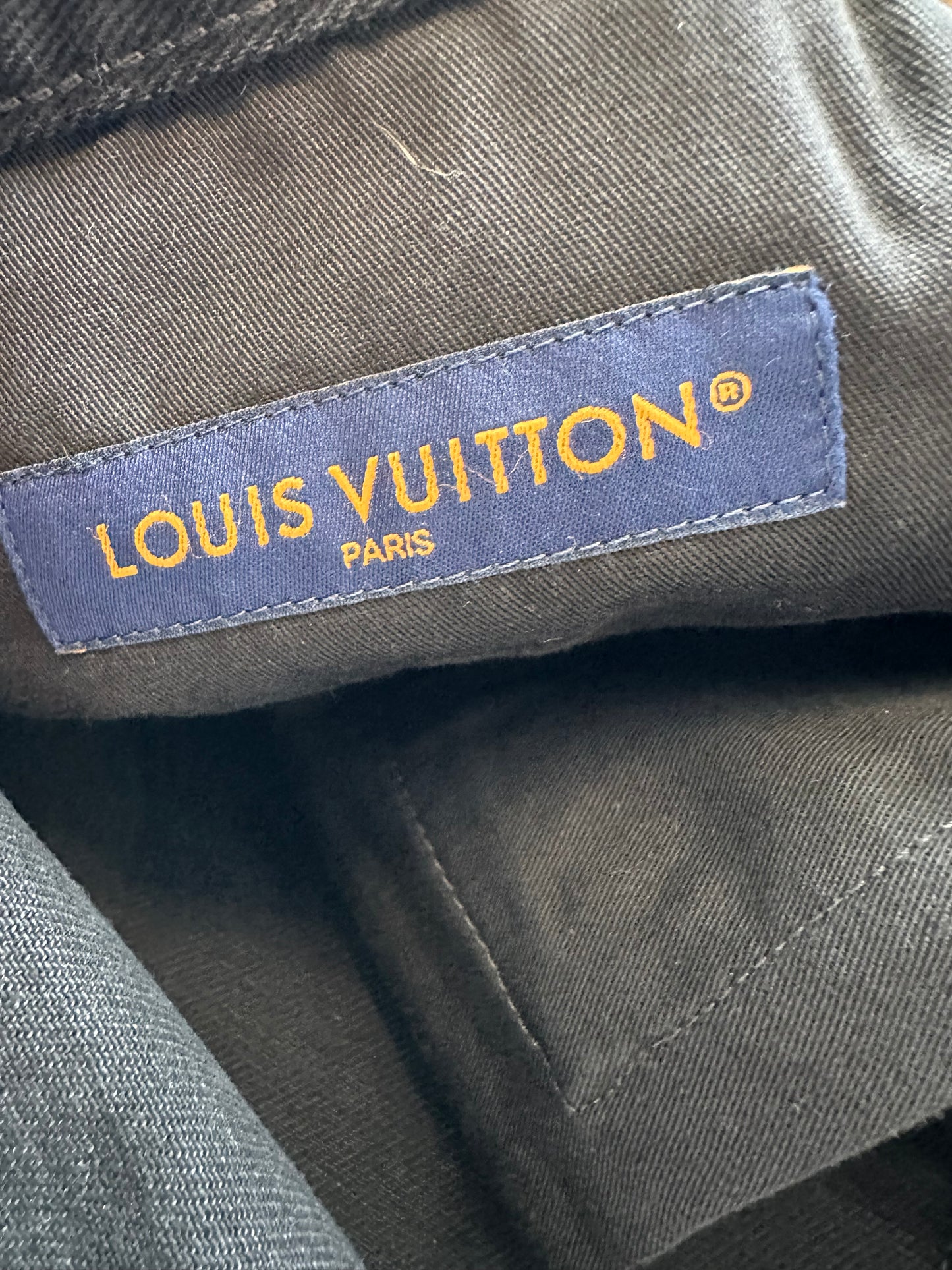 Louis Vuitton Washed Black Monogram Carpenter Shorts