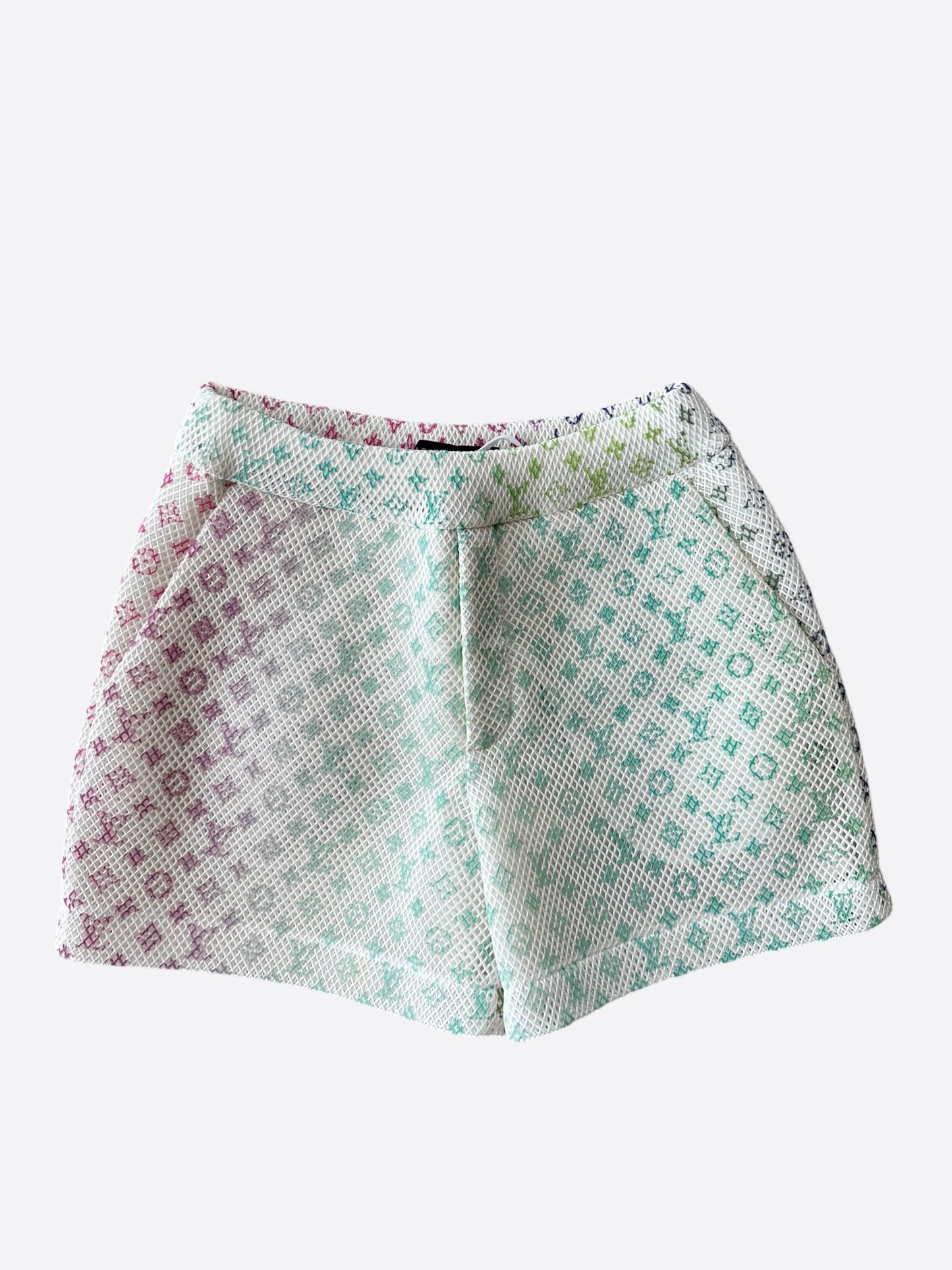 Louis Vuitton White Rainbow Monogram Mesh Shorts