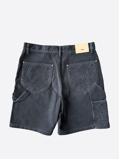 Louis Vuitton Washed Black Monogram Carpenter Shorts