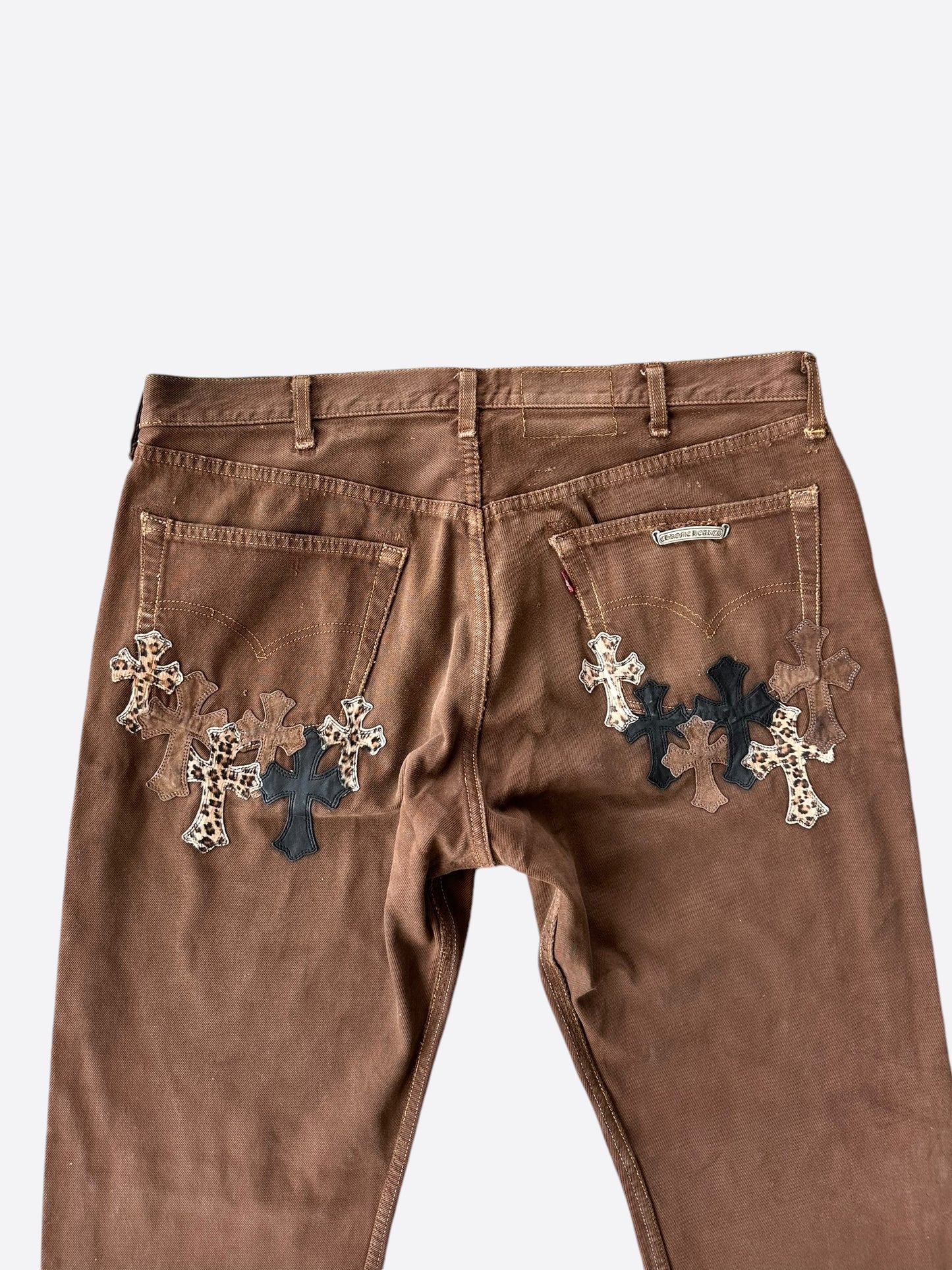 Chrome Hearts Levi's Brown NYFW Cross Patch Jeans