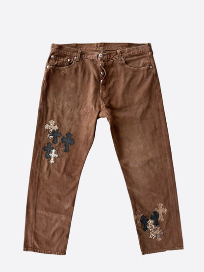 Chrome Hearts Levi's Brown NYFW Cross Patch Jeans