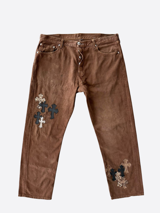 Chrome Hearts Levi's Brown NYFW Cross Patch Jeans