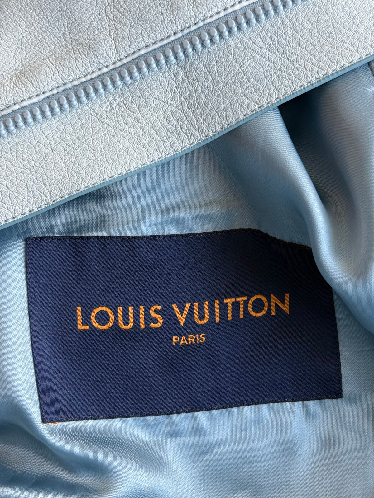 Louis Vuitton Blue & White Cloud Logo Leather Jacket