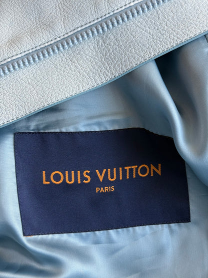 Louis Vuitton Blue & White Cloud Logo Leather Jacket