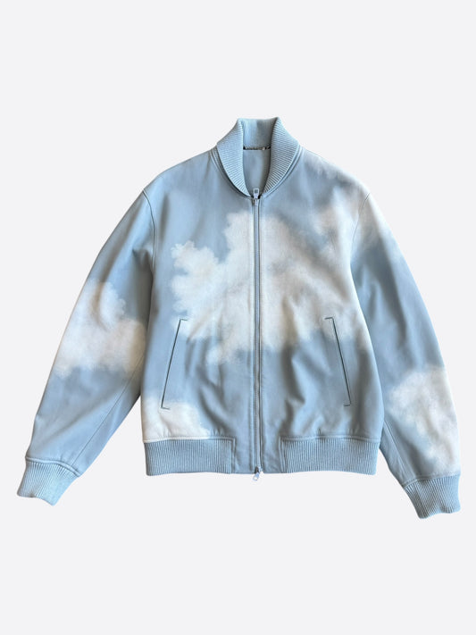 Louis Vuitton Blue & White Cloud Logo Leather Jacket