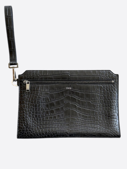 Dior Black Crocodile Clutch Bag