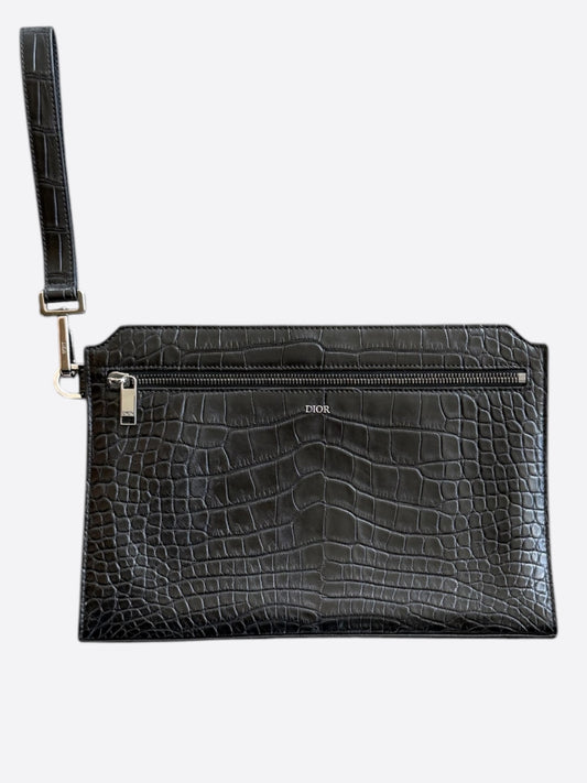 Dior Black Crocodile Clutch Bag