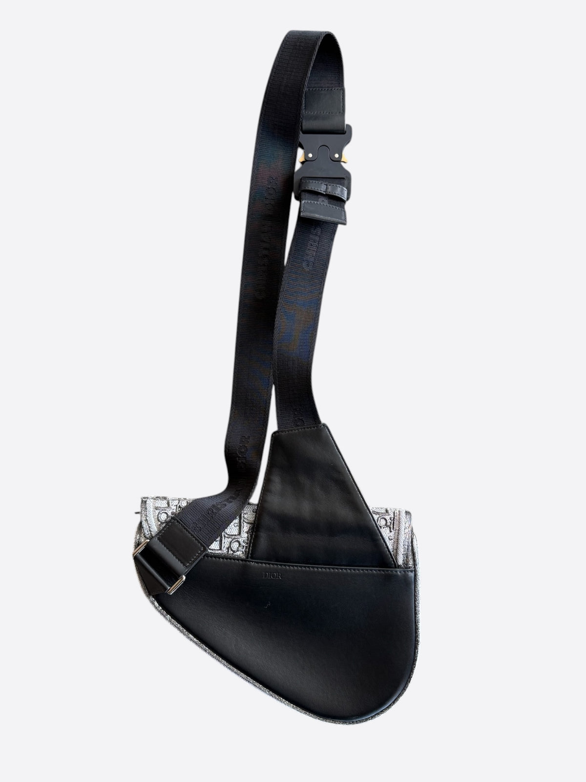 Dior Peter Doig Grey & White Embroidered Oblique Saddle Bag