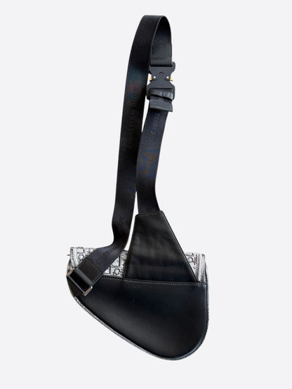 Dior Peter Doig Grey & White Embroidered Oblique Saddle Bag