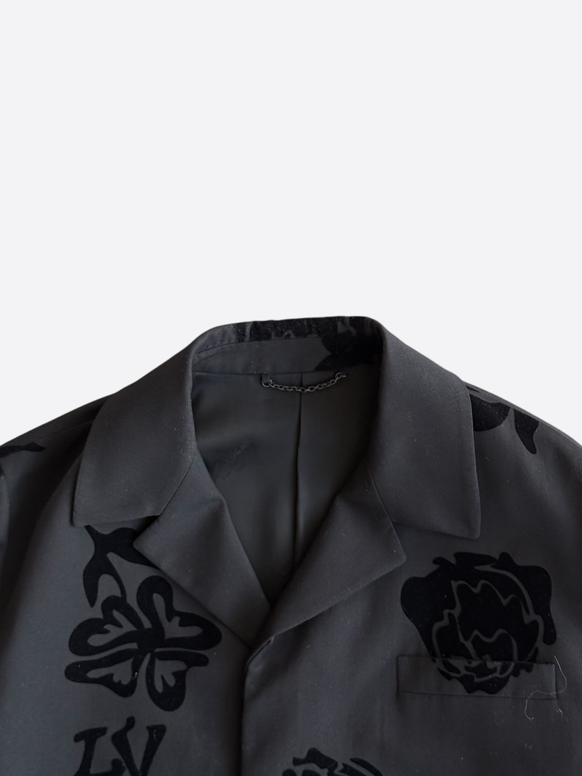 Louis Vuitton Black Flocked Floral Blouson Jacket