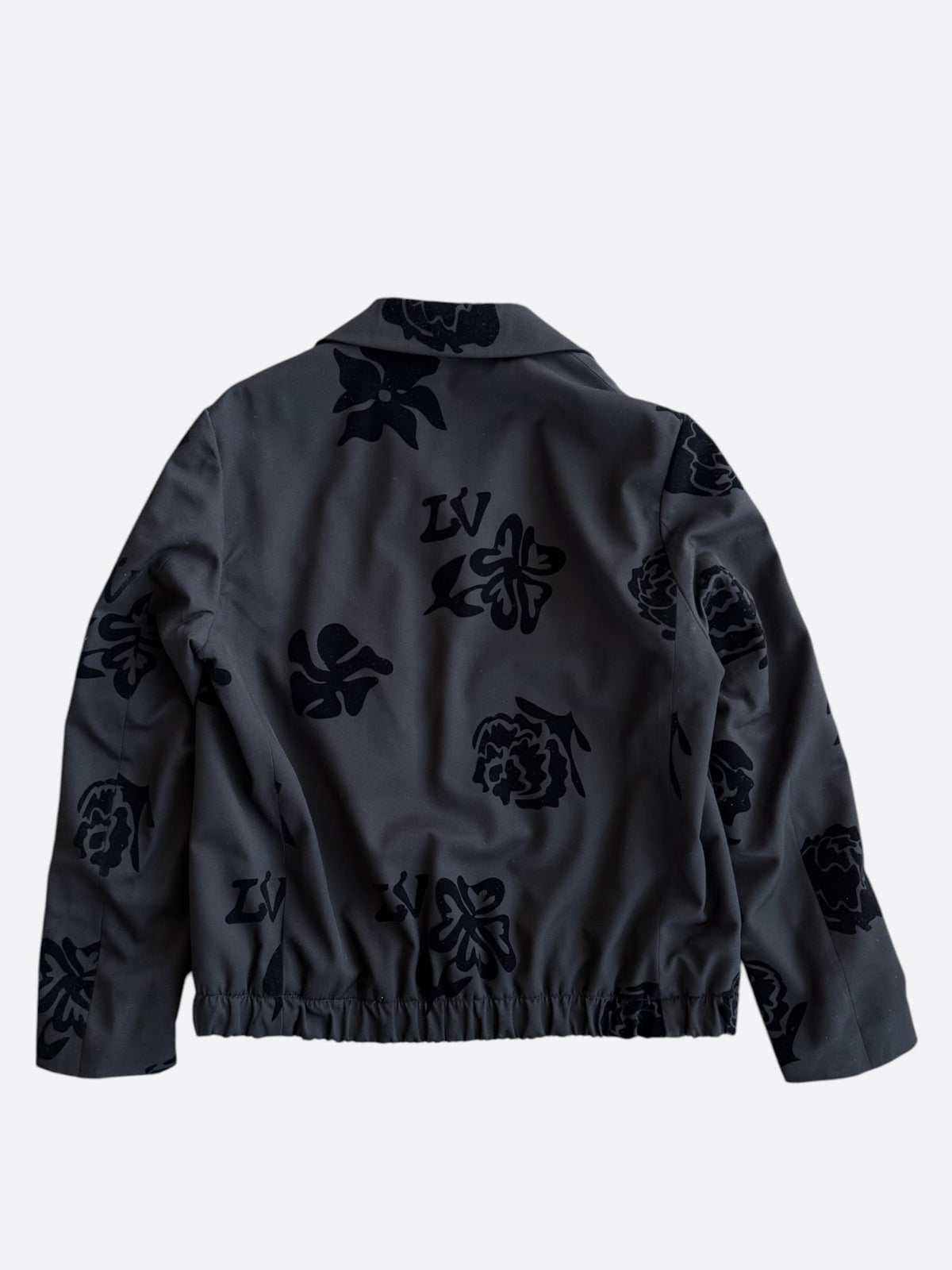 Louis Vuitton Black Flocked Floral Blouson Jacket