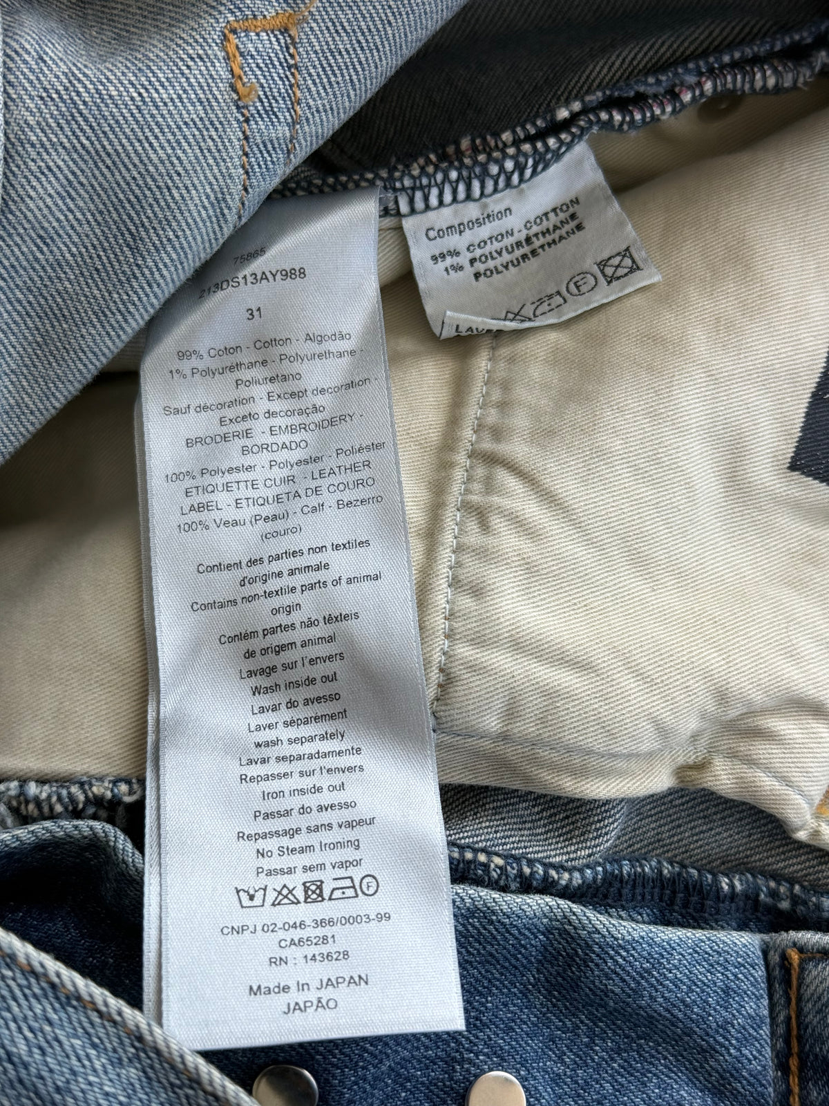 Dior Blue & White Embroidered Atelier Logo Jeans