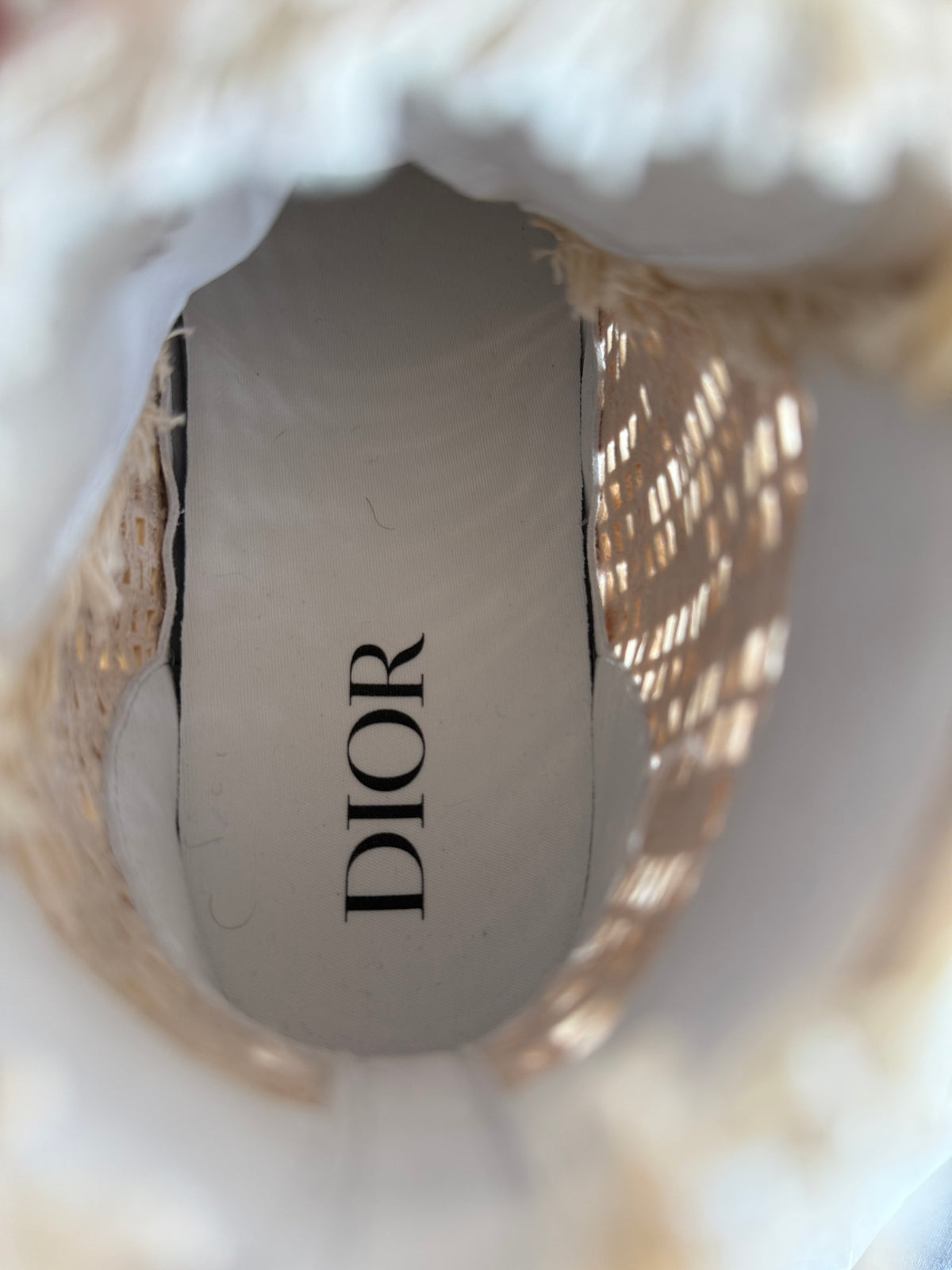 Dior Beige Macrame Oblique B23 High Top Sneakers