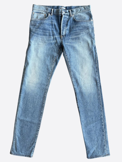 Dior Blue & White Embroidered Atelier Logo Jeans