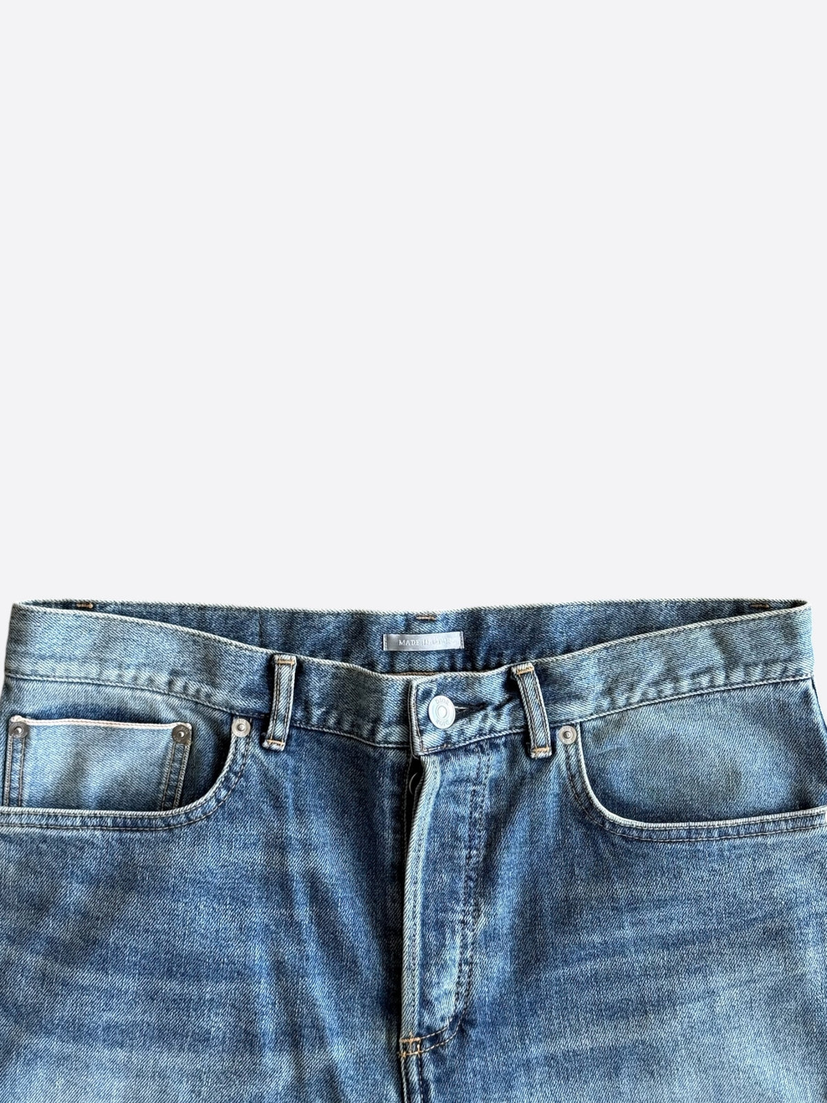 Dior Blue & White Embroidered Atelier Logo Jeans