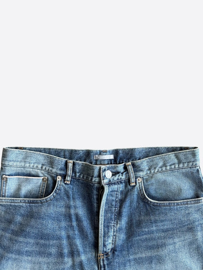 Dior Blue & White Embroidered Atelier Logo Jeans