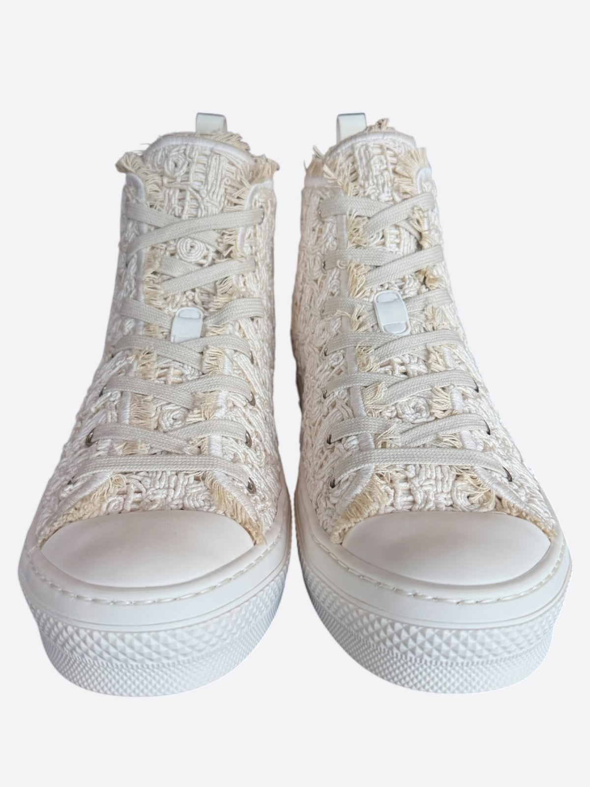 Dior Beige Macrame Oblique B23 High Top Sneakers