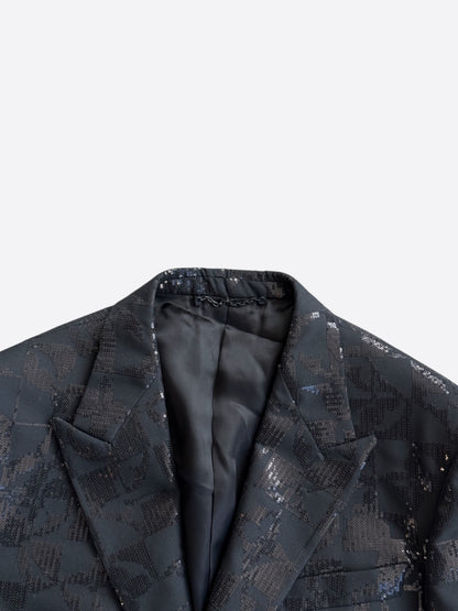 Louis Vuitton Black Sequin Monogram Blazer Jacket