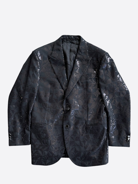 Louis Vuitton Black Sequin Monogram Blazer Jacket