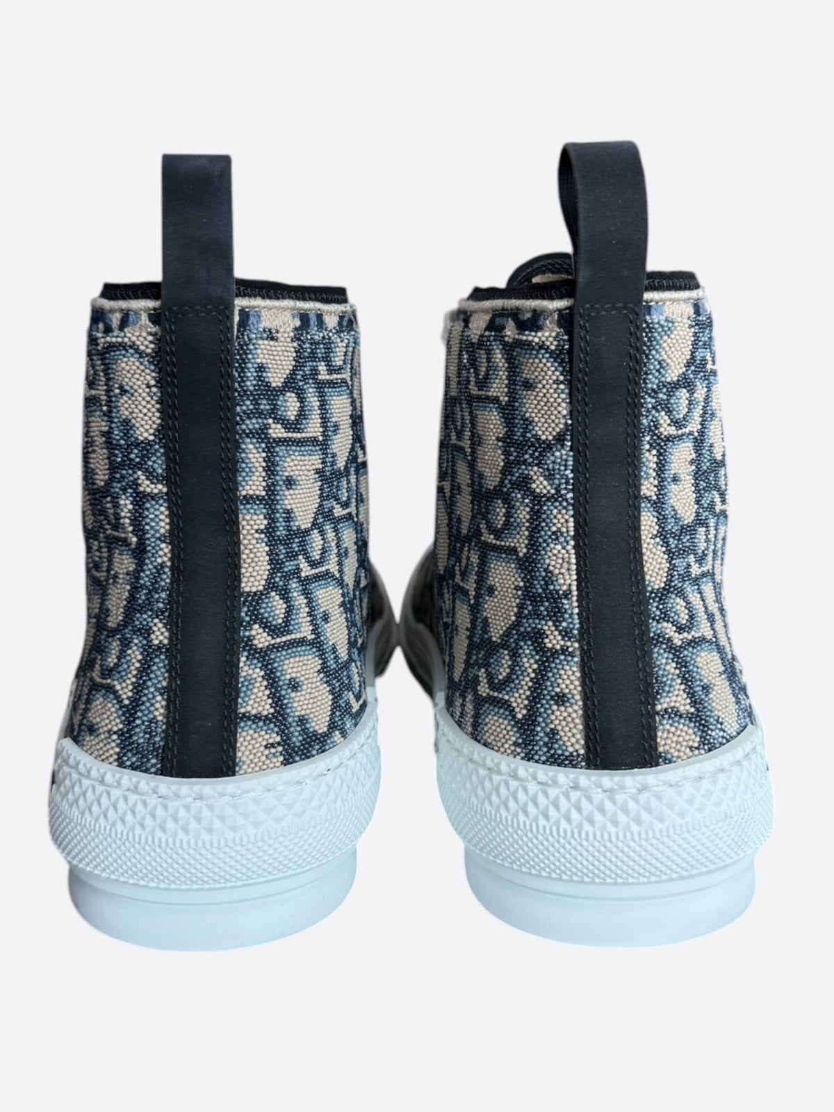 Dior Beige & Blue Oblique Tapestry B23 High Top Sneakers