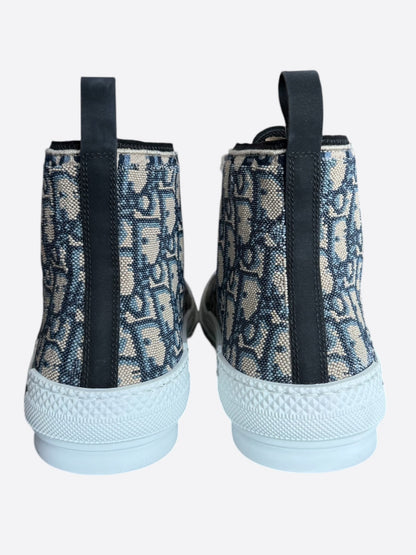 Dior Beige & Blue Oblique Tapestry B23 High Top Sneakers