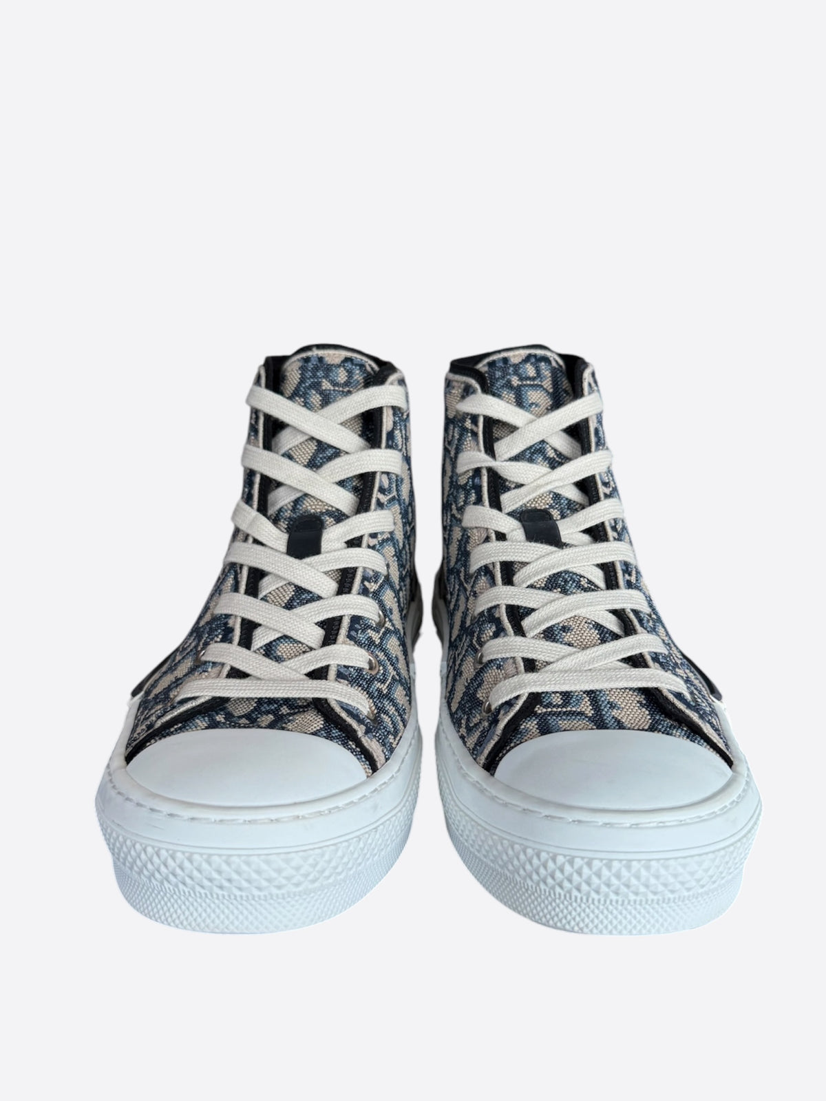 Dior Beige & Blue Oblique Tapestry B23 High Top Sneakers
