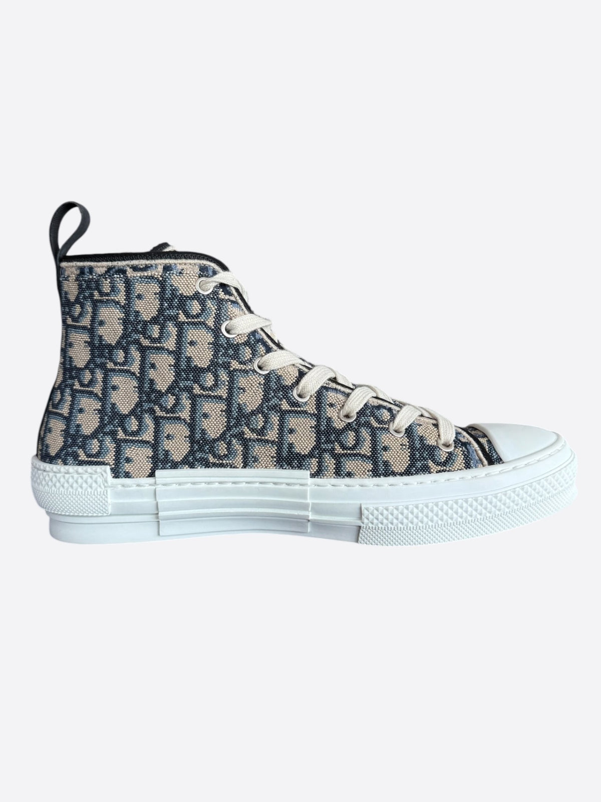 Dior Beige & Blue Oblique Tapestry B23 High Top Sneakers