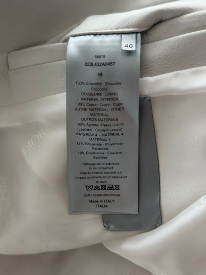 Dior White Crocodile Trucker Jacket