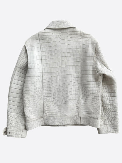 Dior White Crocodile Trucker Jacket