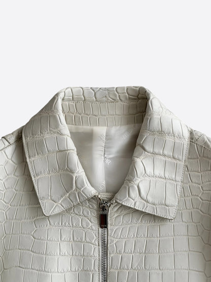Dior White Crocodile Trucker Jacket