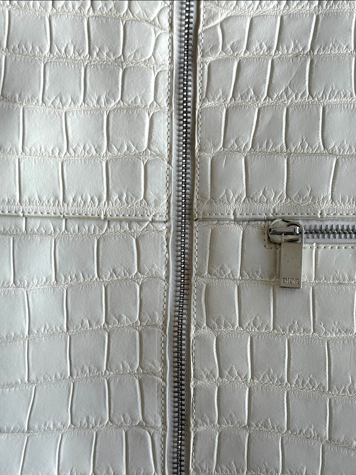 Dior White Crocodile Trucker Jacket
