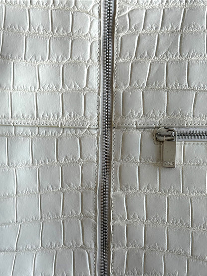 Dior White Crocodile Trucker Jacket