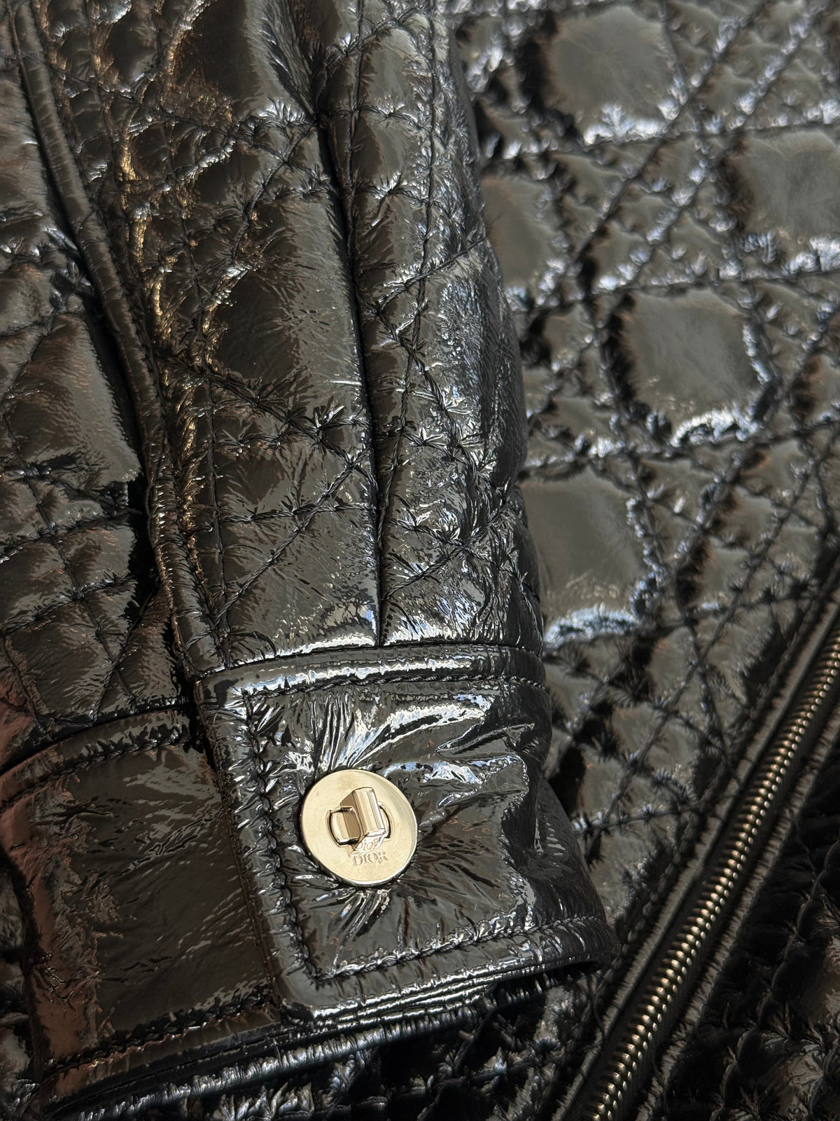 Dior Black Patent Leather Cannage Jacket