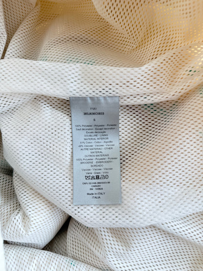 Dior Beige & Green Beaded Floral Half Zip Fleece Jacket