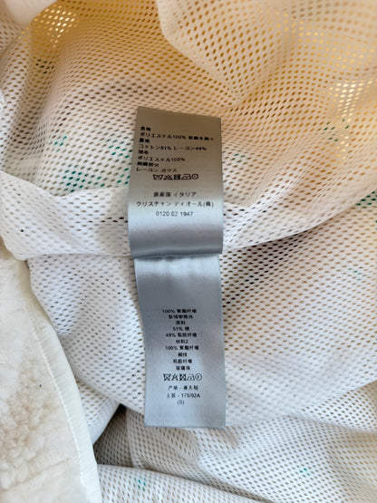 Dior Beige & Green Beaded Floral Half Zip Fleece Jacket