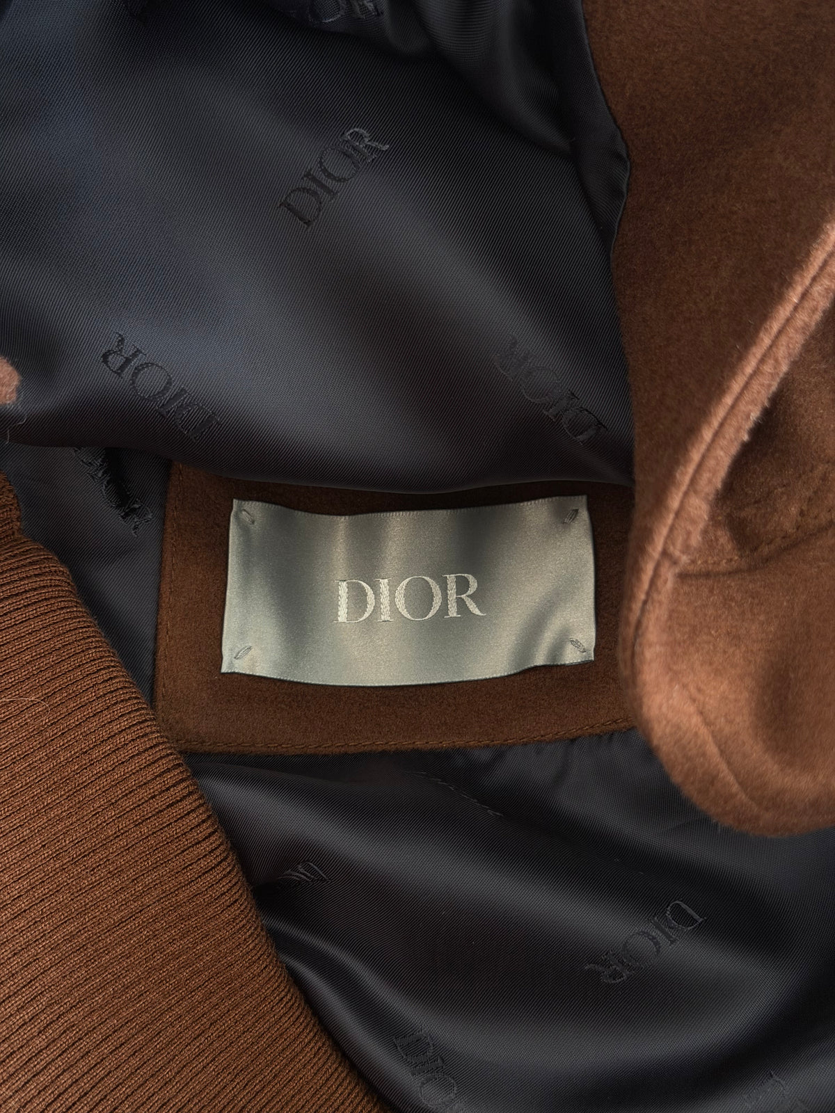 Dior Cactus Jack Brown & White Beaded Logo Anorak Sweater