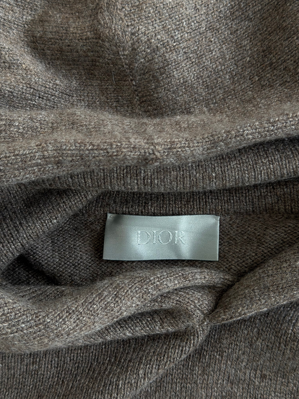 Dior Brown & White Couture Embroidered Logo Cashmere Hoodie