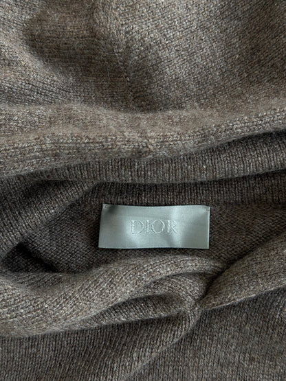 Dior Brown & White Couture Embroidered Logo Cashmere Hoodie