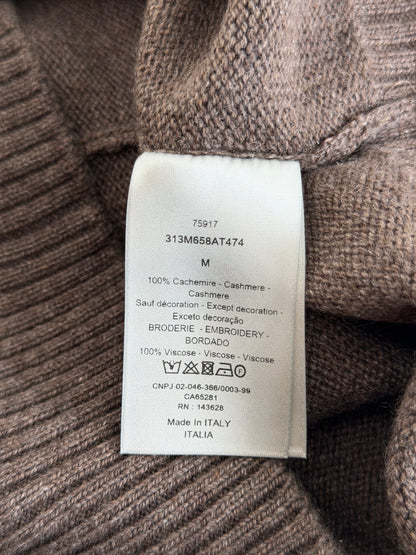 Dior Brown & White Couture Embroidered Logo Cashmere Hoodie