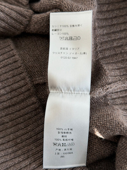 Dior Brown & White Couture Embroidered Logo Cashmere Hoodie