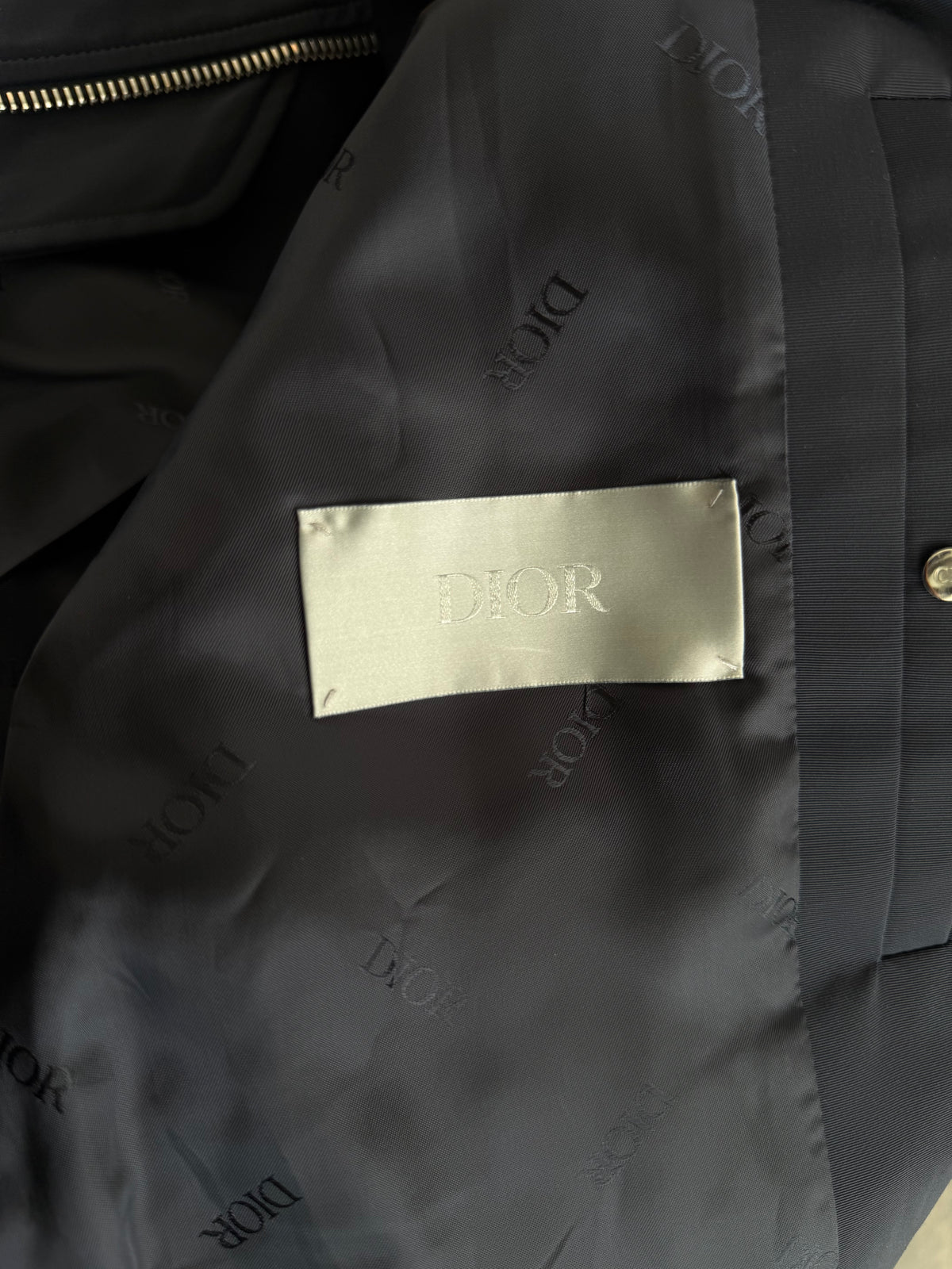 Dior Navy & White Couture Embroidered Logo Bomber Jacket