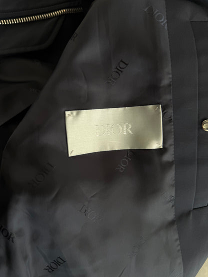 Dior Navy & White Couture Embroidered Logo Bomber Jacket
