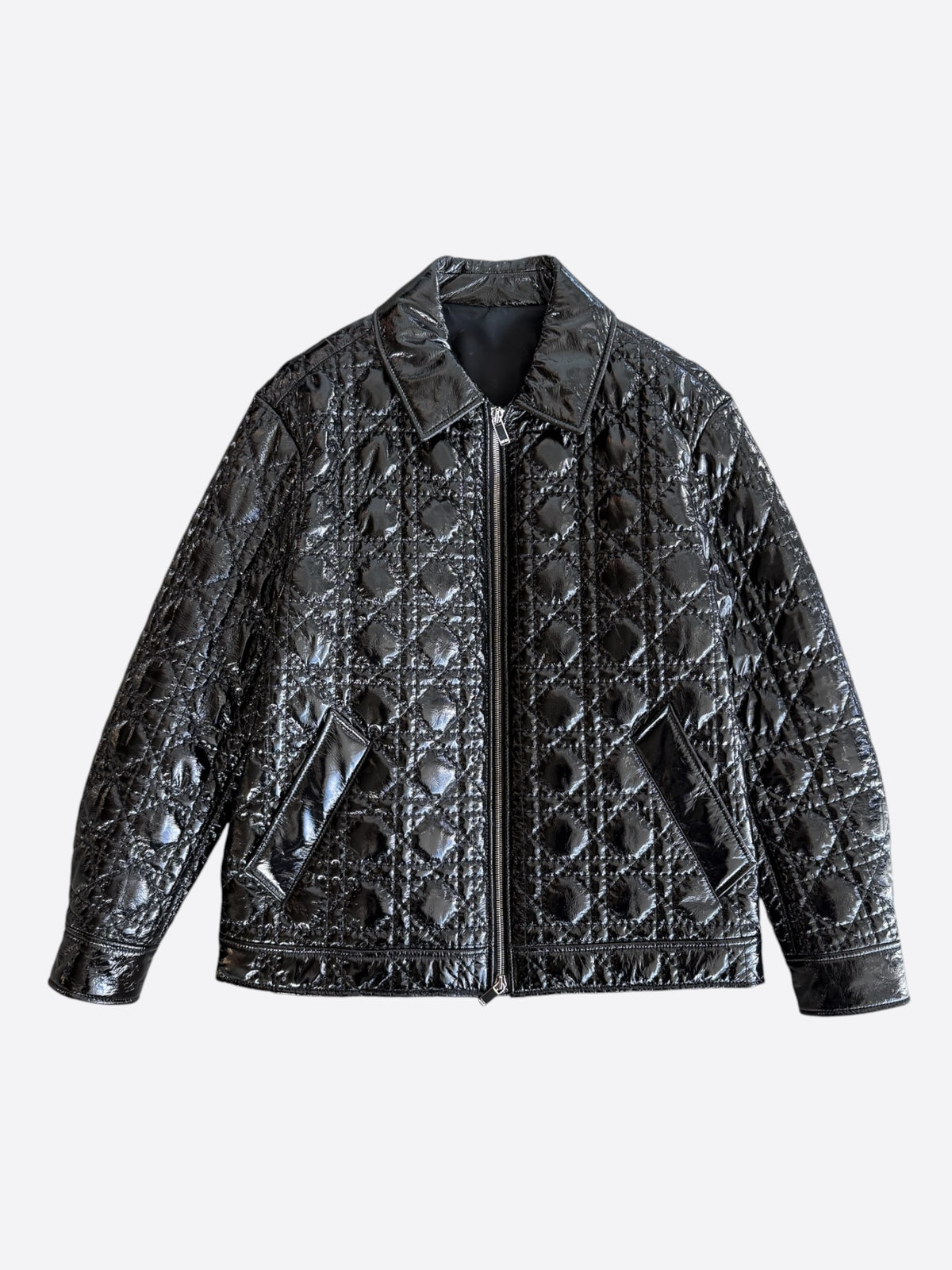 Dior Black Patent Leather Cannage Jacket