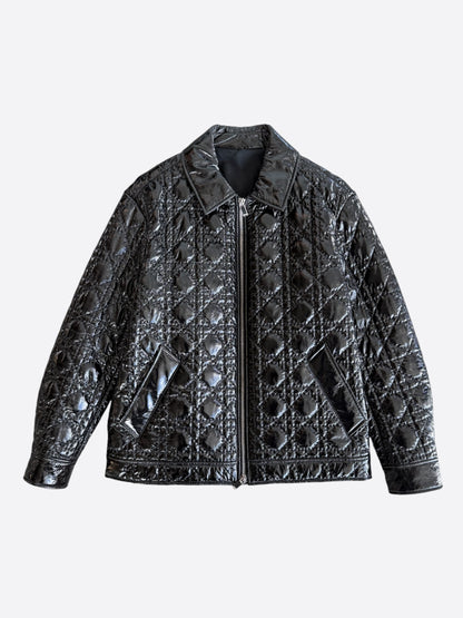 Dior Black Patent Leather Cannage Jacket