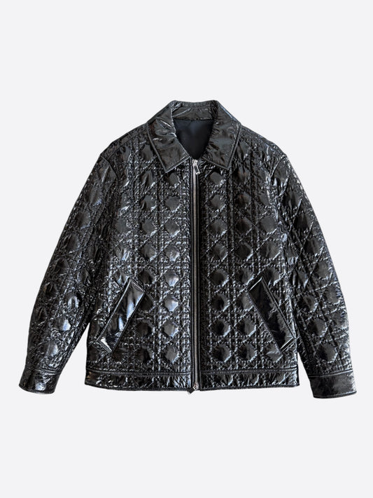Dior Black Patent Leather Cannage Jacket